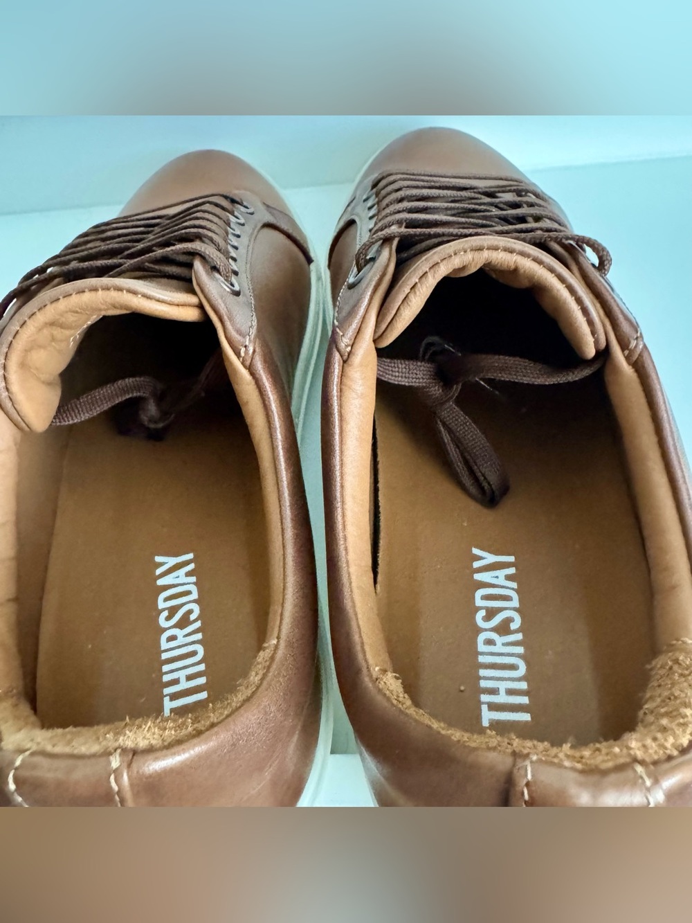 Thursday Everyday Leather Sneakers Women 10.5 Men 9 - Clean AF - Brown Low Top - Picture 8 of 15